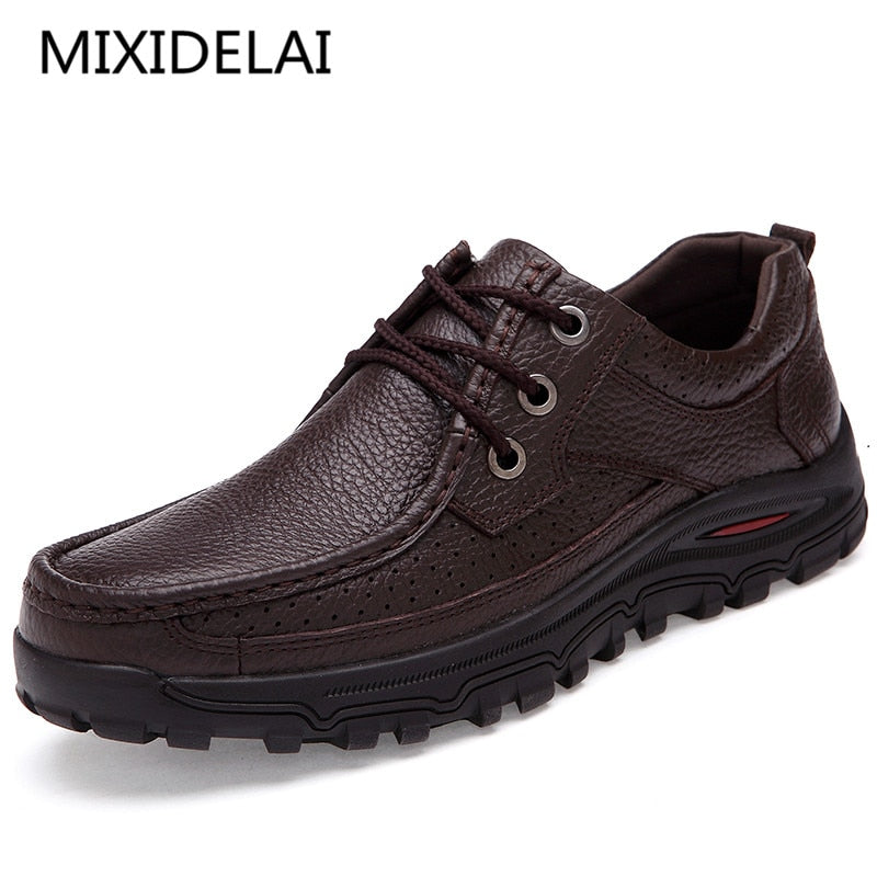 MIXIDELAI Brand Men Shoes Handmade High Quality Genuine Leather Shoes Slip On Comfort Business Man Casual Shoes Big Size 47 48