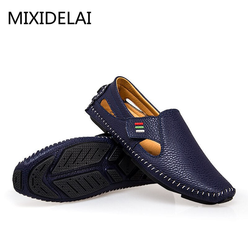 MIXIDELAI Fashion Moccasins For Men Loafers Summer Walking Breathable Casual Shoes Men Hook&amp;loop Driving Boats Men Shoes Flats