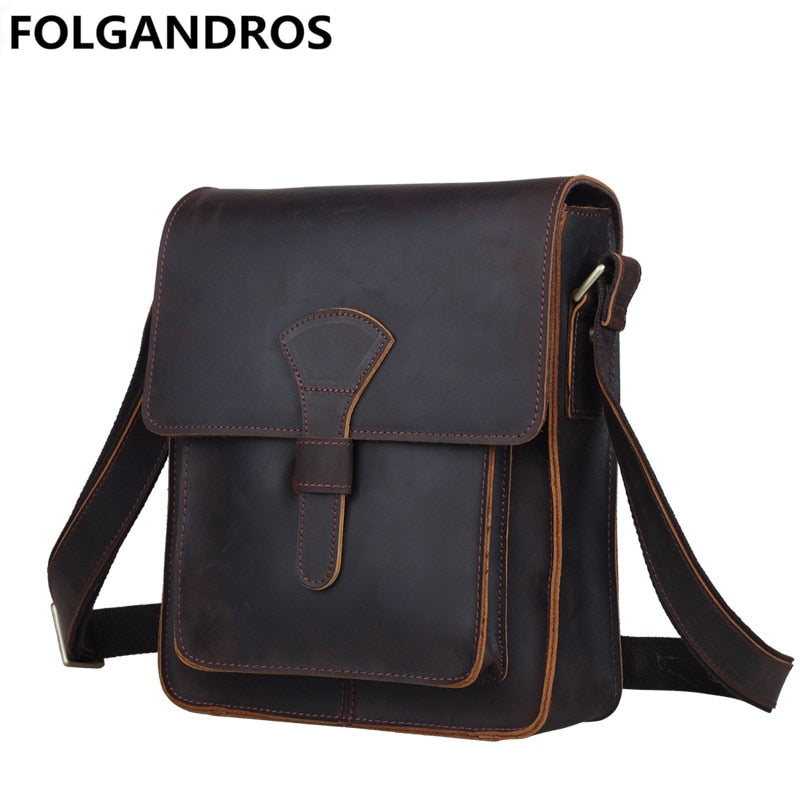 brand genuine leather shoulder bag men vintage messenger crossbody bags crazy horse leather durable versatile satchels bolsa