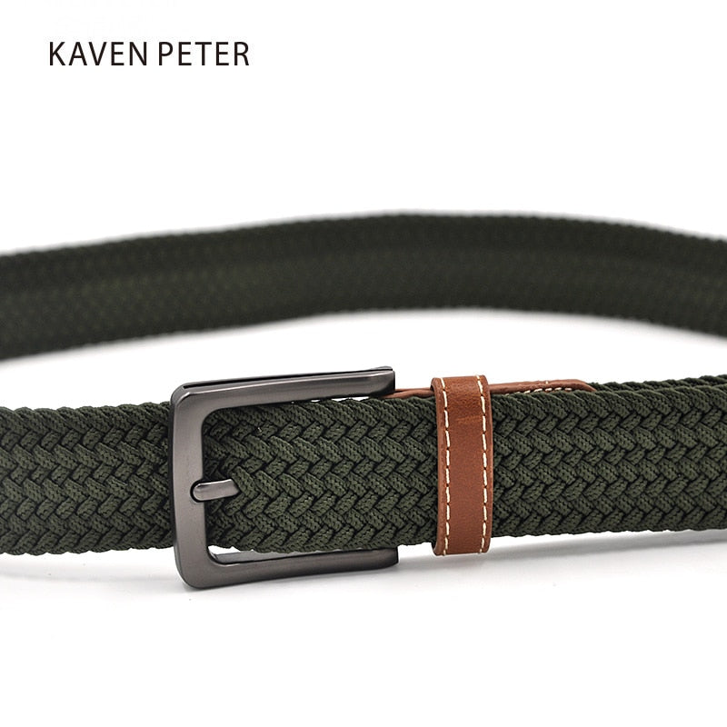 Green Longer Elastic Belts For Men Woven Braided Fabric Comfort Stretch Casual Belts 1-3/8&quot; Wide Hot Metal Stretch 160 cm Belt