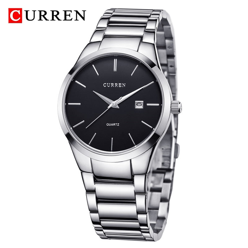 CURREN Top Brand Luxury Fashion Simple Men Watches Slim Steel Strap Waterproof Watch for Man Quartz Business Watch Clock 8106