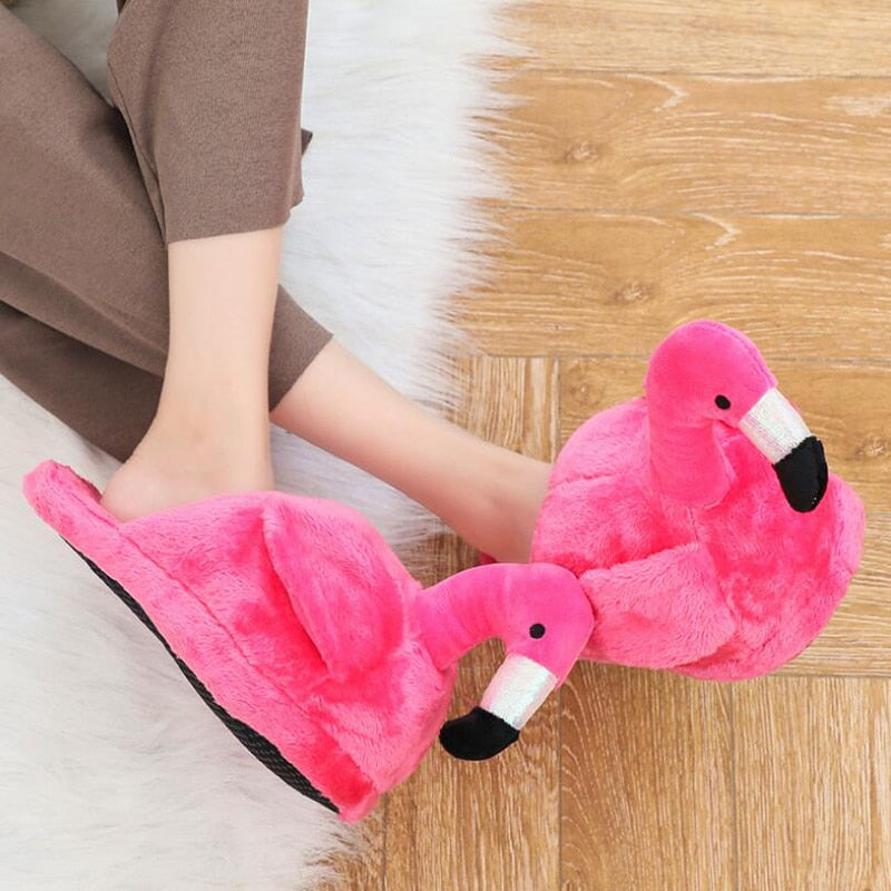 Winter lovely Home Slippers Chausson Shoes Women Flamingo slippers pantuflas unicornio pantoufle femme Warm Cotton Shoes hy24