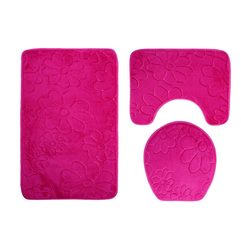 Zeegle Bathroom Bath Mat Set Toilet Rugs Flannel Anti Slip Shower Carpets Set Home Toilet Lid Cover Shower Room Rug Floor Mats