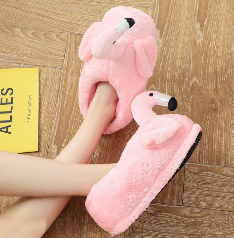 Winter lovely Home Slippers Chausson Shoes Women Flamingo slippers pantuflas unicornio pantoufle femme Warm Cotton Shoes hy24