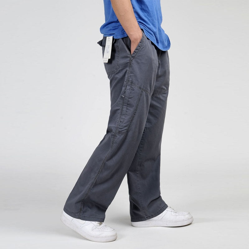 Summer Men Harem Cargo Pants Big Tall Men Casual Many Pockets Loose Work Pants Male Straight Trousers Plus Size 4XL 5XL 6XL