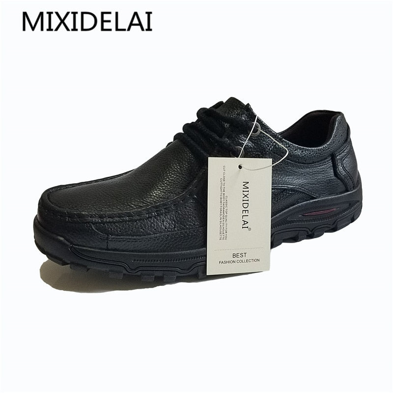 MIXIDELAI Brand Men Shoes Handmade High Quality Genuine Leather Shoes Slip On Comfort Business Man Casual Shoes Big Size 47 48
