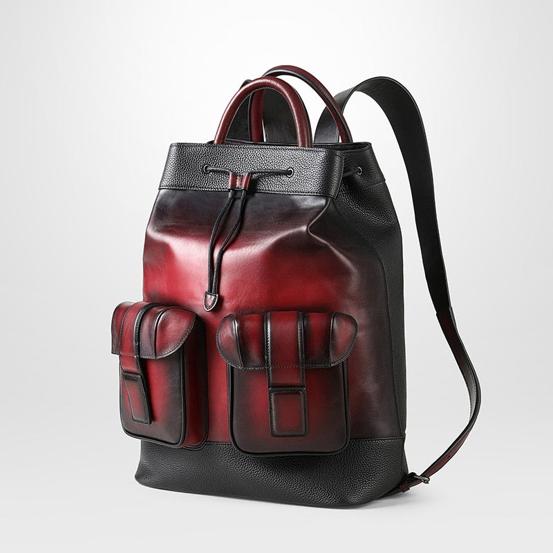 Men&#39;s Classic Italian Leather Backpack Multifunction Famous Brand Designer Daypack Vintage Laptop Travel Bag