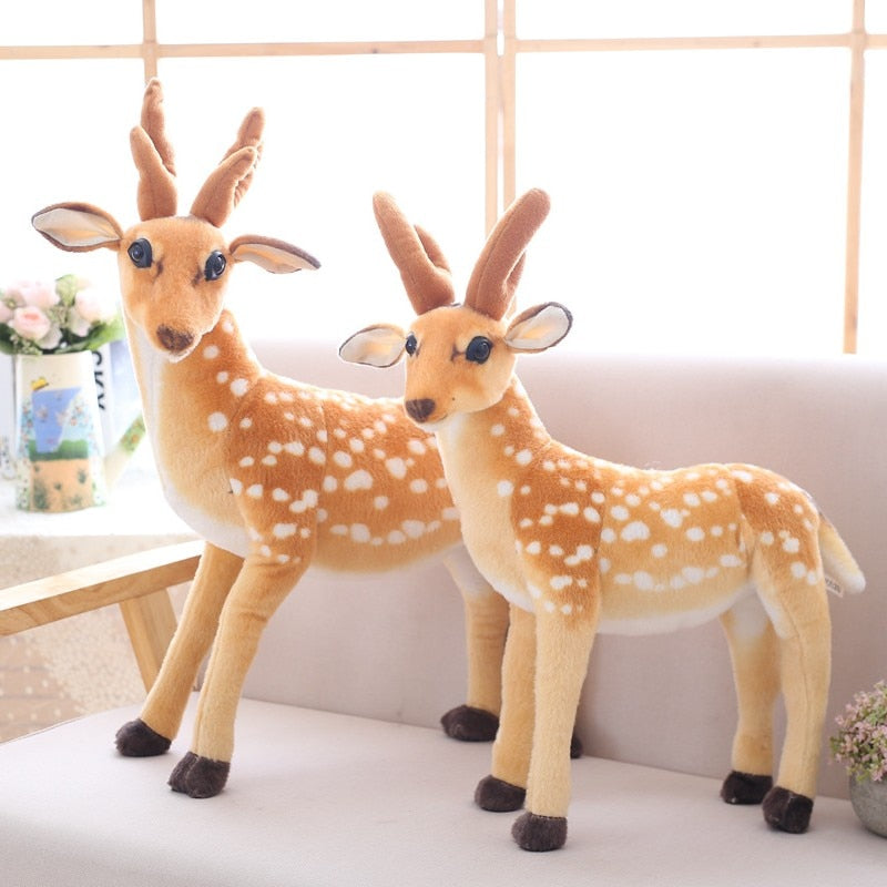 Simulation Kids Stuffed Sika Deer Toys Plush Animal Deer Dolls Children Playmate Kids Birthday Gift Home Decoration