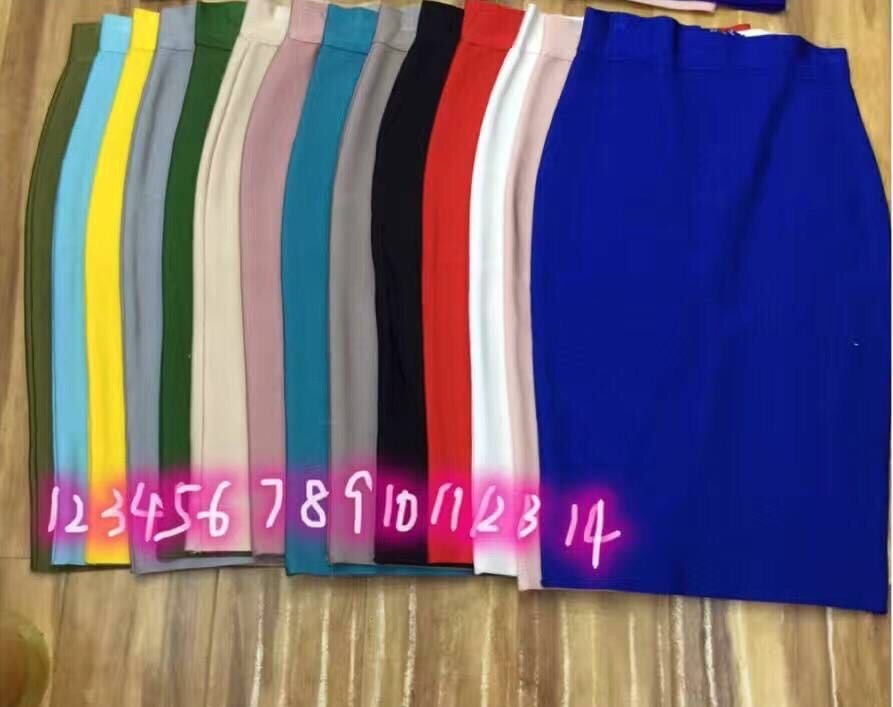16 Colors High Quality Tight Pink Green Black Rayon Knee Length Bandage Skirt Night Club Party Skirt