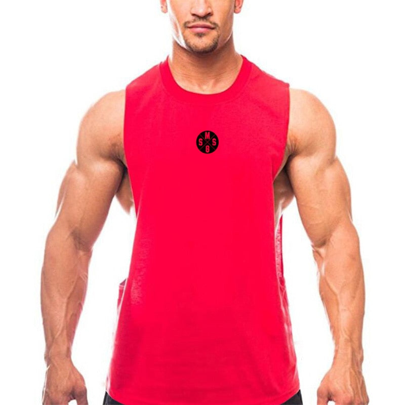 Muscleguys Mens Workout Tank Tops Fitness Bodybuilding Clothing Low Cut Armholes Vivid Vest Muscle Singlets Men Activewear Tank