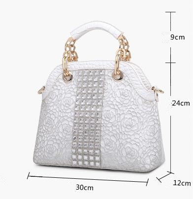 Luxury Fashion Diamonds Women Handbags Crossbody Female Shoulder Shell Bag Rhinestone Messenger Bags Crocodile Pattern Leather