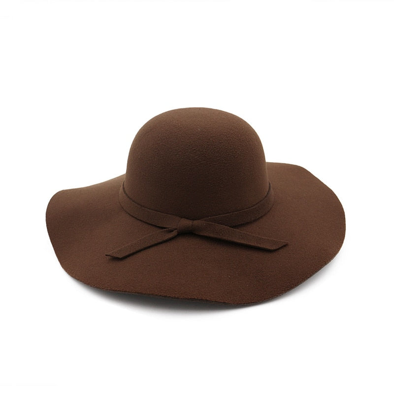 winter Hats For Women Bucket cap Soft Vintage Wide Brim Wool Felt Bowler Fedora Hat Floppy Cloche Women&#39;s Large Hat Church cap