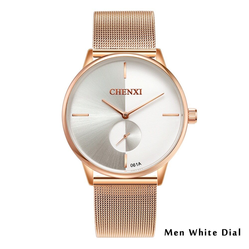 CHENXI Brand New Fashion Couple Wristwatches Waterproof Men Clock Lover Rose Gold Women Dress Watches Ladies Quartz Watch Gift