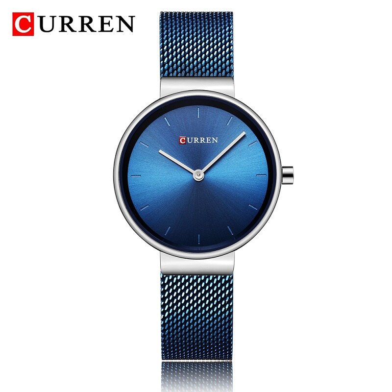 CURREN Ladies Watches Luxury Brand Stainless Steel Mesh Belt Quartz Watch Women Casual Fashion Blue Female Clock Montre Femme
