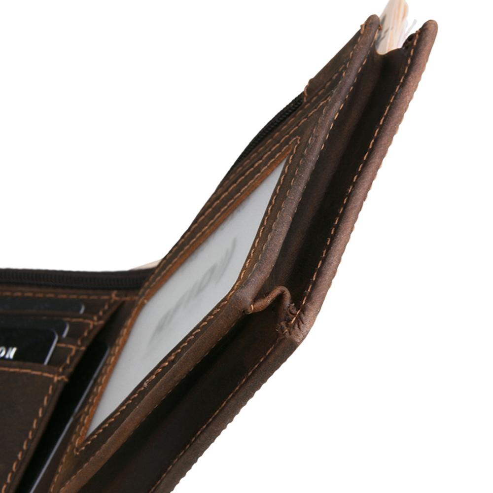 Men&#39;s Oil Wax Skin Wallet RFID Protection Man Vintage Cow Genuine Leather Wallet Male Handmade Billfold Coin Purse Short Wallet