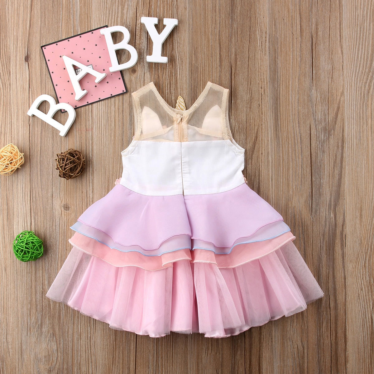 Citgeett Summer Cute Newborn Kids Baby Girl Sleeveless Unicorn Embroidery Party Pageant Dress 3D Sundress Ruffle Fashion Clothes