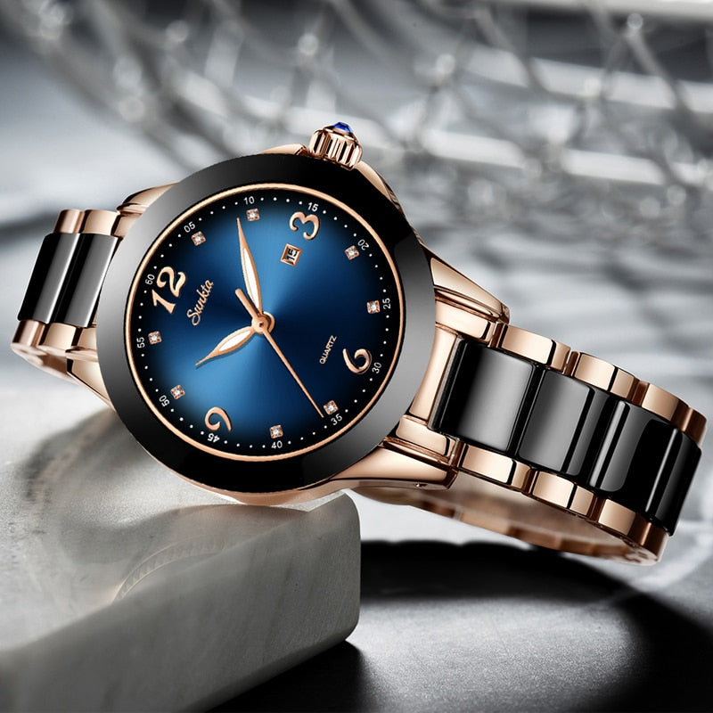 SUNKTA Fashion Women Watches Rose Gold Ladies Bracelet Watches Reloj Mujer 2021New Creative Waterproof Quartz Watches For Women