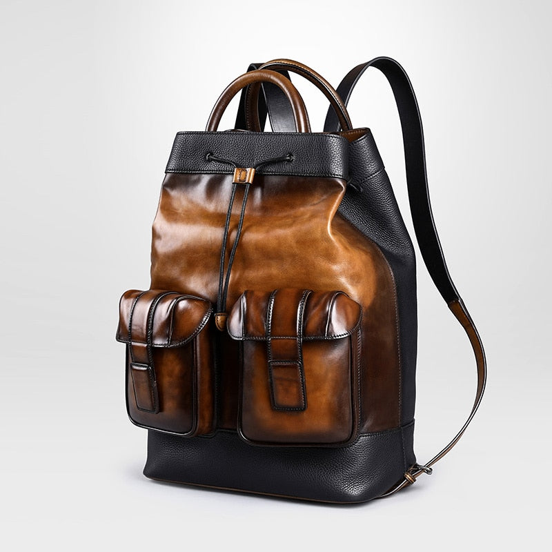Men&#39;s Classic Italian Leather Backpack Multifunction Famous Brand Designer Daypack Vintage Laptop Travel Bag