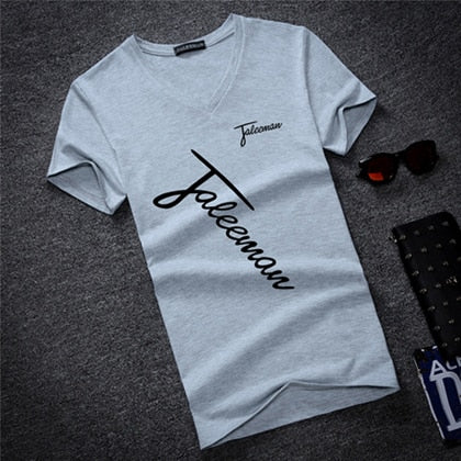 T-Shirt Men- New Fashion Brand Man T-shirt, Printed Slim Short Sleeve T Shirt, Men Tee Shirt V-Neck Cotton Casual T Shirts, Sizes S-5XL