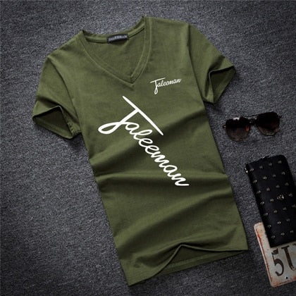 T-Shirt Men- New Fashion Brand Man T-shirt, Printed Slim Short Sleeve T Shirt, Men Tee Shirt V-Neck Cotton Casual T Shirts, Sizes S-5XL