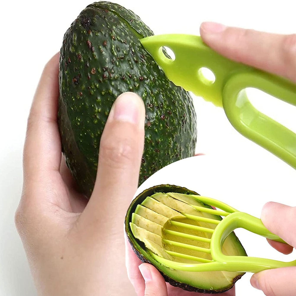 3 In 1 Avocado Slicer Shea Corer Butter Fruit Peeler Cutter Pulp Separator Plastic Knife Kitchen Vegetable Tools Kitchen Gadgets