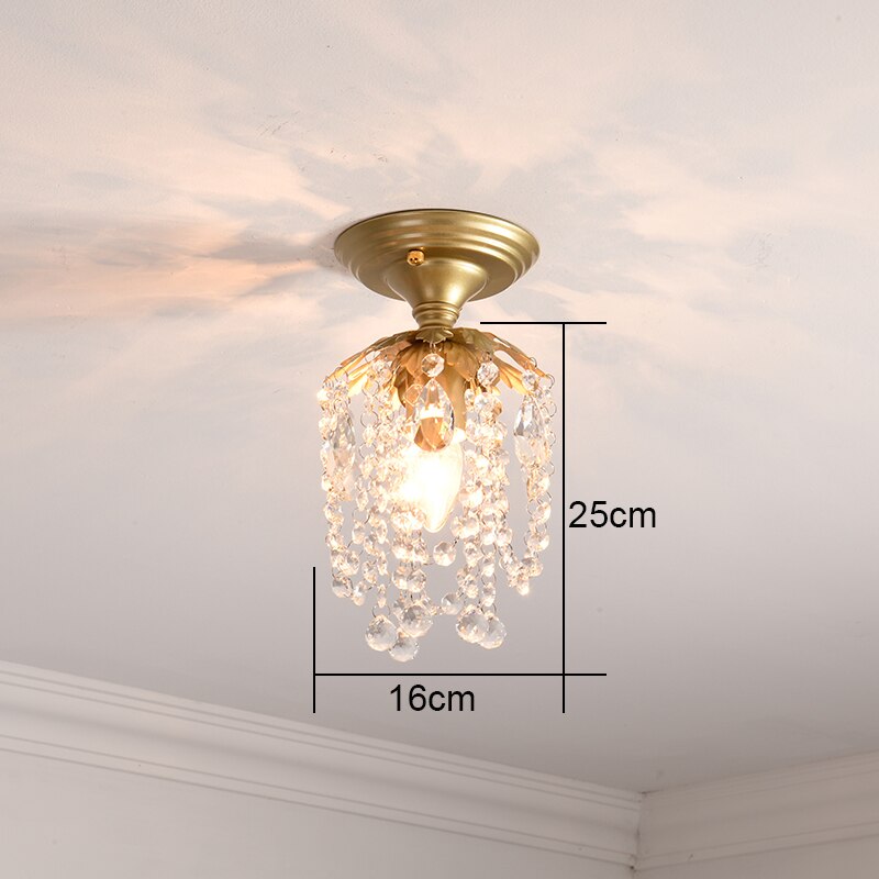 Modern Gold Crystal Small Round Ceiling Chandelier For Corridor Aisle Balcony Bedroom Living Room Led Home Indoor Light Fixtures