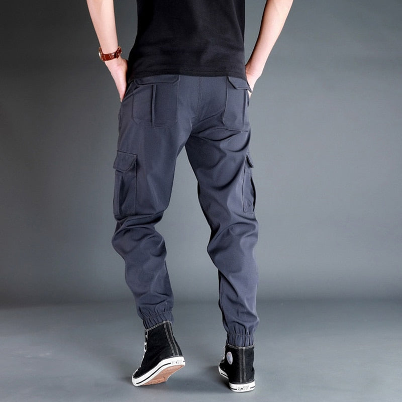 Winter Men Pants Thick Fleece Joggers Multi Pocket Loose Sport Trousers Male Casual Warm Sweatpants Cargo Pants M-6XL