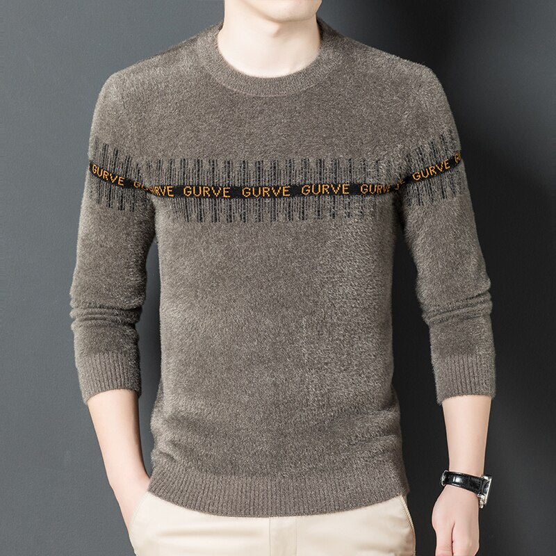 New Brand Luxury Soft Sweater Men Top Quality Warm Knitred Wool Pullover Slim Fit Jumpers Korean Casual Men Clothing Y454