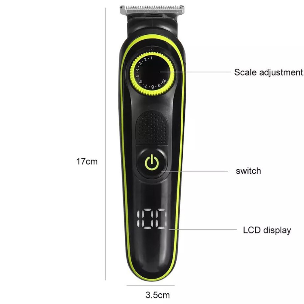 Professional LCD Hair Trimmer 5 in 1  Clipper Men Digital Electric  Cutting Machine Salon cut Cordless Rechargeable