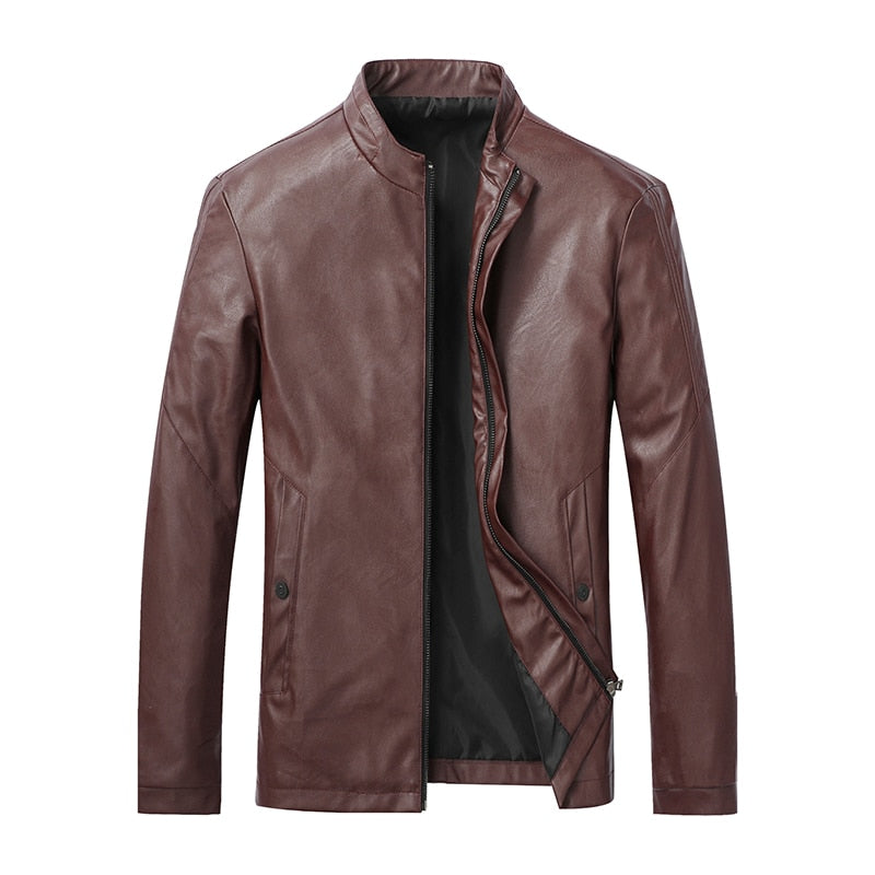 Men Jacket Leather |New Motorcycle Jacket| Men Leather Lapel Versatile Personality Slimming Zipper Pocket| Wash Leather Coat www.chishtismart.com