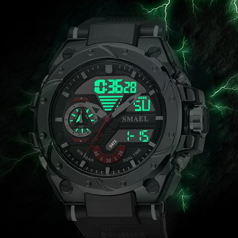 SMAEL Top Brand New Men Military Watch Sport Waterproof Dual Display Clock Male LED Quartz Digital Wrist Watch Relogio Masculino