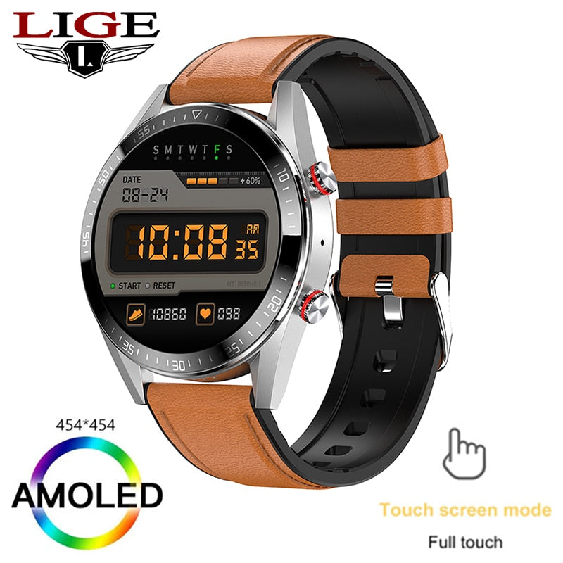 LIGE New 454*454 Screen Smart Watch Men Always Display The Time Bluetooth Call Local Music Men Smartwatch For Huawei Xiaomi +Box