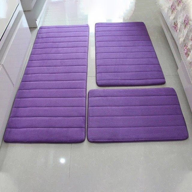 3pcs/set Thicken Floor Carpet for Living Room Non-slip Bathroom Mat Set Coral Fleece Bedside Long Mat Bedroom Door Mat 10 Colors