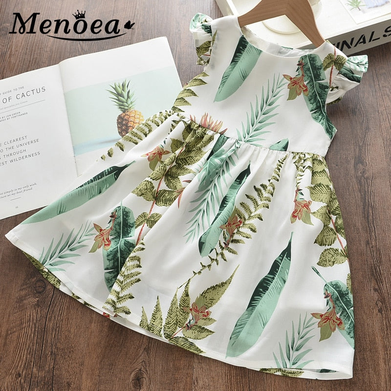 Menoea Toddler Dresses 2021 Summer Style Children Floral Pattern Costume Girl Clothes Kids Dress For Girls Casual Dresses