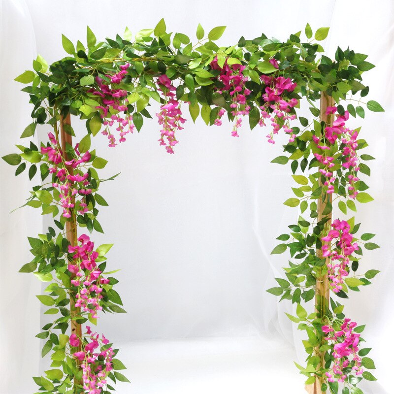 2 Meters Hydrangea Leaf Vine Wedding Decorative Plants Wall Arrangement Home Bathroom Decoration Accessories Artificial Flowers
