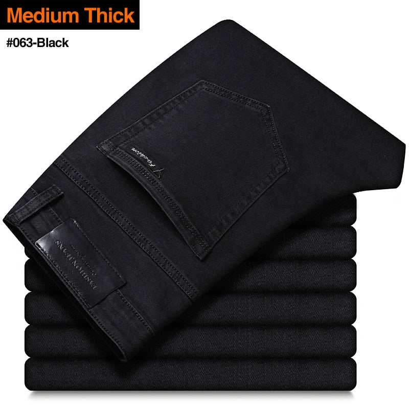 New Men Stretch Regular Fit Jeans| Best Business Casual Classic Style Fashion Denim Trousers| Male Black Blue Gray Pants  www.chishtismart.com