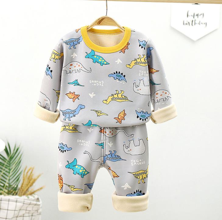 Children Pyjamas Winter Kids Clothing Sets Warm Fleece Pajamas For Boys Thicken Dinosaur Girls Sleepwear Baby Thermal Underwear