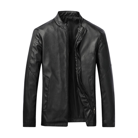 Men Jacket Leather |New Motorcycle Jacket| Men Leather Lapel Versatile Personality Slimming Zipper Pocket| Wash Leather Coat www.chishtismart.com