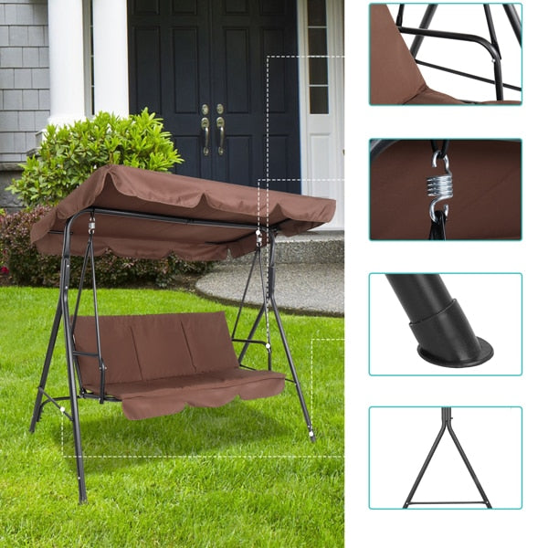 Iron Swing patio hanging porch swing chair With Canopy and Cushion 170*110*153cm