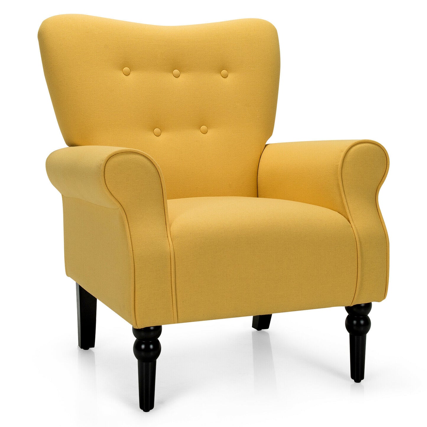 Giantex Modern Accent Chair w/ Tufted Backrest &amp; Rubber Wood Legs Avocado  HV10088