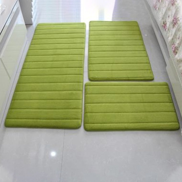 3pcs/set Thicken Floor Carpet for Living Room Non-slip Bathroom Mat Set Coral Fleece Bedside Long Mat Bedroom Door Mat 10 Colors