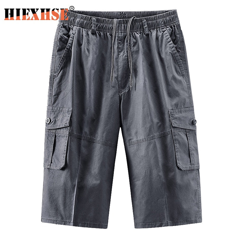 Shorts Men Cargo Pants Summer Casual Brand 100% Cotton Cropped Trousers Washes Soild Military Tactical Shorts Pants Plus Size