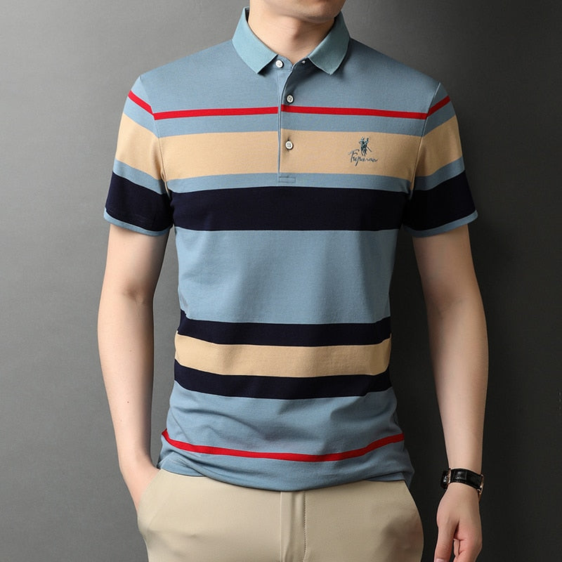 Top Grade New Summer Brand Striped Embroidery Mens Designer Polo Shirts With Short Sleeve Casual Tops Fashions Men Clothing 2022