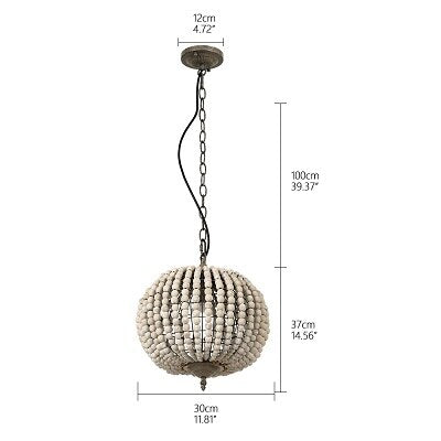 Retro loft vintage rustic round wooden beads chandelier E27 LED hanging lamp decor lights modern for living room hotel kitchen