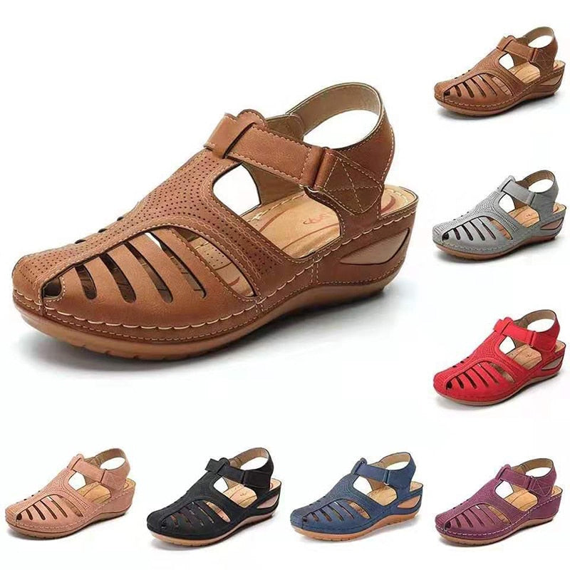 Woman Summer Vintage Wedge Sandals Buckle Casual Sewing Women Shoes Female Ladies Platform Retro Sandalias Plus Size