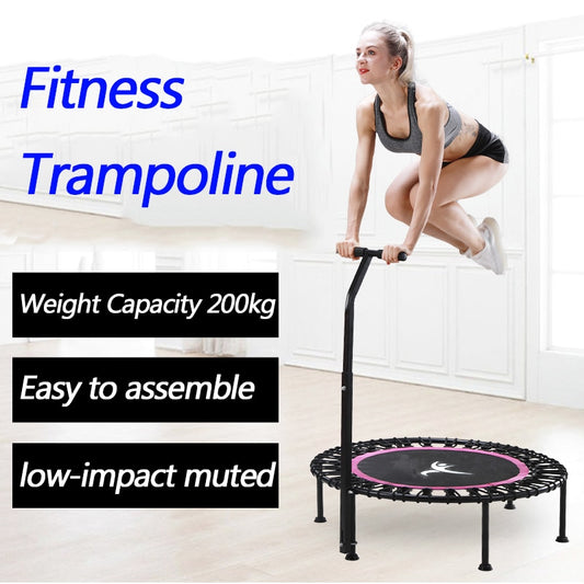 40&quot; Fitness trampoline Silent Mini with Adjustable Handle length Adults Kids indoor GYM Bungee Rebounder Jump Trainer Workout