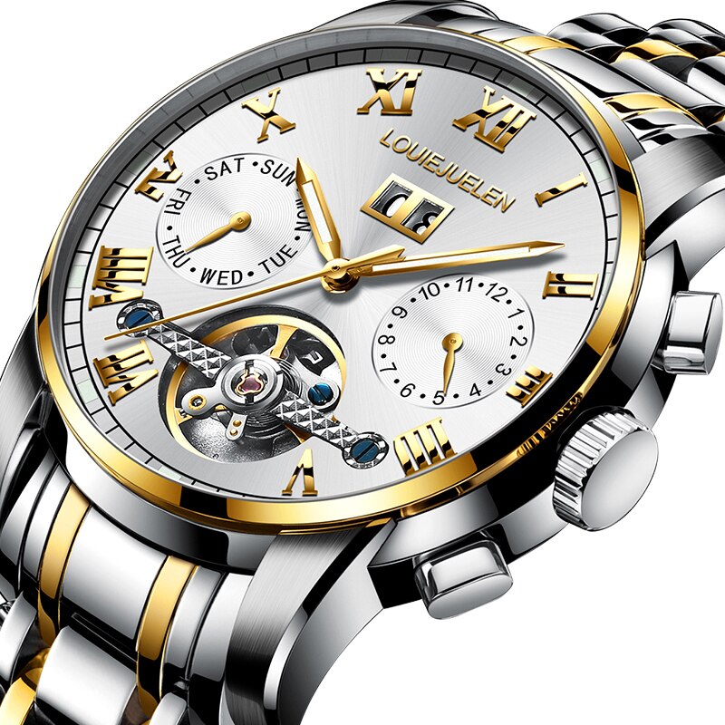 BELUSHI Men Automatic Watches Luxury Business Mechanical Tourbillon Watch Men Luminous Waterproof Wristwatch Relogio Masculino