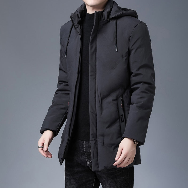 Top Quality Brand Casual Fashion Thicken Warm Men Long Parka Winter Jacket With Hood Windbreaker Coats Mens Clothing 2022