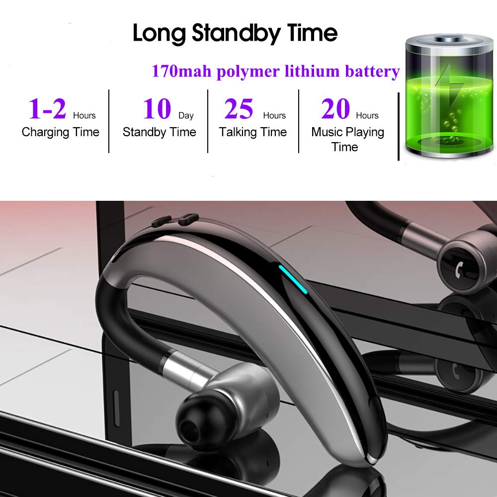 Bluetooth 5.0 headset wireless earbuds with mic 20 hours talk time hands free driving sports for iPhone huawei xiaomi