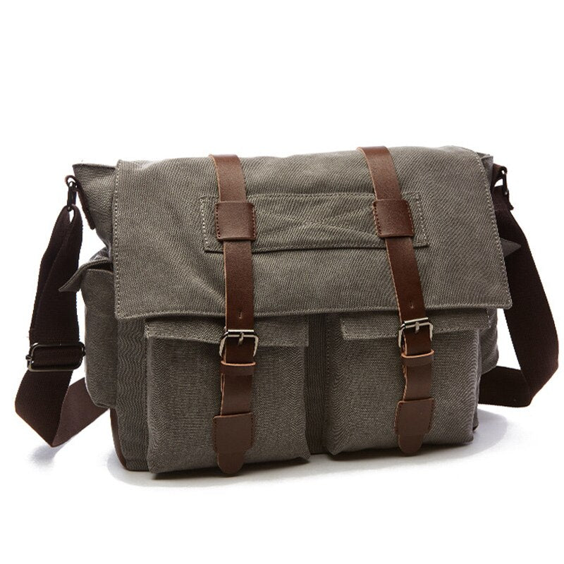 Scione Retro Men Messenger Bags Canvas Handbags Leisure Work Travel Bag Man Business Crossbody Bags Briefcase for Male Bolsas